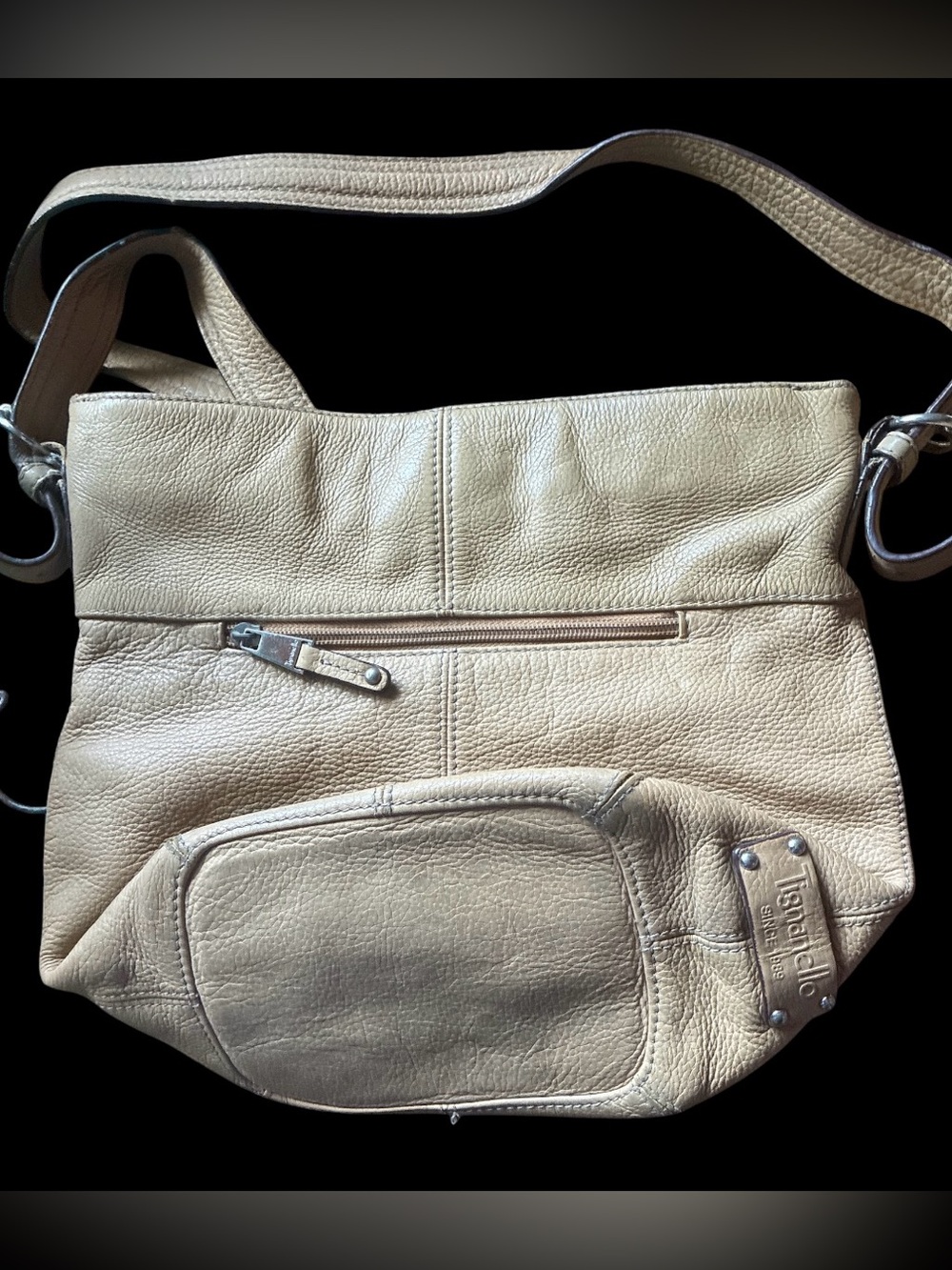 Tignanello Beige Pebbled Leather Crossbody Bag – Since 1989